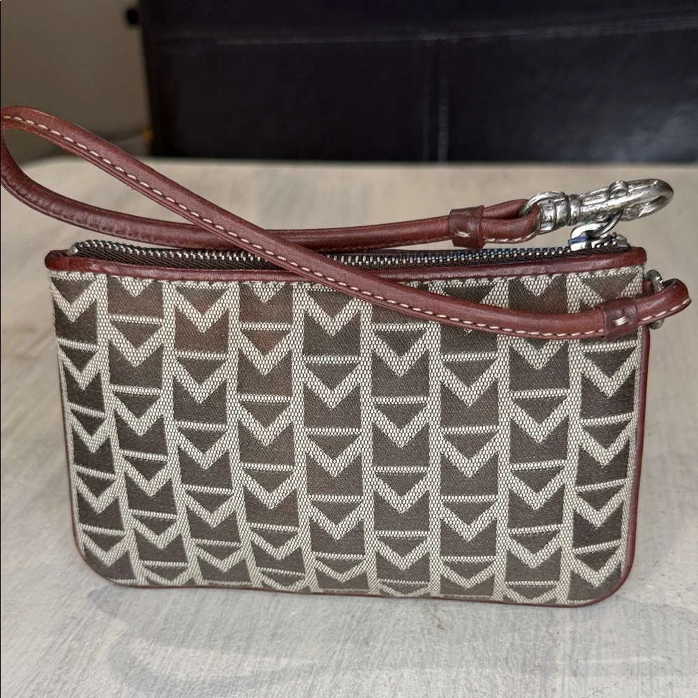 Michael Kors Brown and Tan Patterned Wristlet
